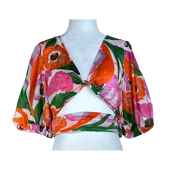 Banjanan Floral Aurora Top in Euphoric Bloom Vivid Large Womens Blouse - Picture 6 of 16